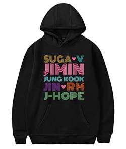 Kpop Jungkook Suga Jimin V Rap Jhope Jin Hoodie Sweatshirts Love Yourself Hoodies Sweater Merch Merchandise, 01 Schwarz, XXL von Dolpind