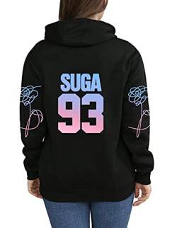 Kpop Jungkook Suga Jimin V Rap Jhope Jin Hoodie Sweatshirts Love Yourself Hoodies Sweater Merch Merchandise, Schwarz 01 Suga 93, XL von Dolpind