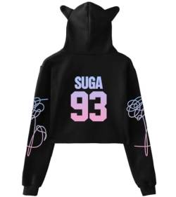 Kpop Love Yourself Bangtan Boys Hoodie Suga V Jungkook Jimin Rap Jhope Jin Cat Ear Sweater Pullover, Schwarze Suga, M von Dolpind