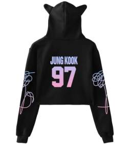 Kpop Love Yourself Bangtan Jungen Hoodie Suga V Jungkook Jimin Rap Jhope Jin Cat Ear Sweater Pullover, Black Jung Kook, M von Dolpind