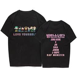 Kpop Love Yourself Shirt Suga Jungkook Jimin V Rap Jhope Jin T-Shirt für Damen, Schwarz 01, Medium von Dolpind