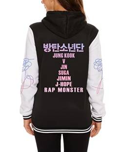 Kpop Varsity Baseballjacke Love Yourself V Jimin SUGA Jungkook Hoodie Sweater, Schwarz 01, Groß von Dolpind