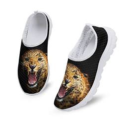 Dolyues 3D Animal Leopard/Gepard Print Damen Casual Slip On Mesh Trainer Schuhe,Leicht Atmungsaktiv Sport Athletic Gym Sneaker von Dolyues