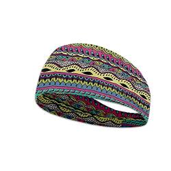 Dolyues Aztec Wave Headwear Headbands Bandana Classic Vintage Ethnic Boho Wide Sport Kopfbedeckung für Reiten, Motorradfahren, Wandern, Angeln, Yoga von Dolyues