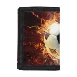 Dolyues Brieftaschen Jungen Geldbörse Kreditkarte Münzhalter Trifold Geldbörse für Teenager Kinder Kid, Fire Soccer von Dolyues