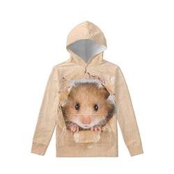 Dolyues Casual Hoodies Sweatshirts Regular Fit Langarm Kapuzenpullover mit Tasche für Kinder, Hamster, 8-11 Jahre von Dolyues