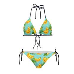 Dolyues Damen Tie Side Triangle Bikini Set Zweiteilig Hohe Taille Bikini Badeanzug Größe XS-2XL, Yellow Banana, L von Dolyues