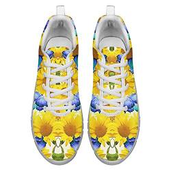 Dolyues Gelbe Sonnenblumen-Schmetterlings-Druck-Straßen-Laufschuhe Mode Jogging-Turnschuhe für Frauen Leicht 36 EU von Dolyues