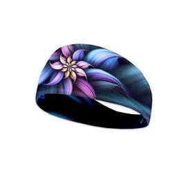 Dolyues Geometrische Blume Lila Kopfbedeckung Stirnbänder Multifunktionales Bandana Breites Anti Rutsch Stirnband für Laufen, Yoga, Wandern, Radfahren von Dolyues