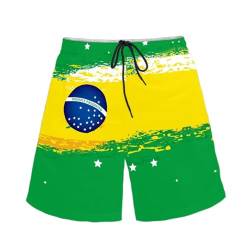 Dolyues Herren Sommer Casual Shorts mit Tasche Laufen Sport Angeln Shorts Elastische Taille Badehose, Flagge Brasiliens, S von Dolyues