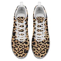 Dolyues Jahrgang Braun Leopard Drucken Damen Laufschuhe Lässige Atmungsaktive Leichte Schnüren Trainerin Schuhe EU40 von Dolyues