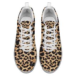 Dolyues Jahrgang Braun Leopard Drucken Damen Laufschuhe Lässige Atmungsaktive Leichte Schnüren Trainerin Schuhe EU43 von Dolyues