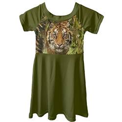 Dolyues Jungle Tiger Print Mädchen Sommerkleid Casual Kurzarm Kleider Kinderkleidung Kinder Alter 4-14 Jahre von Dolyues