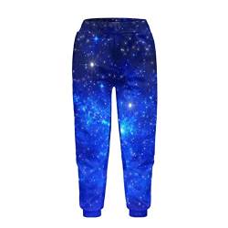 Dolyues Mädchen Jungen Sweatpants mit Tasche für Alter 4-15 Lange lose Hose Kostüm, Blue Galaxy, 12-13 Jahre von Dolyues