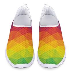 Dolyues Regenbogen Spektrum Polygon Triangle Drucken Schlüpfen Schuhe für Damen Sport Sportliche Turnschuhe 38 EU von Dolyues