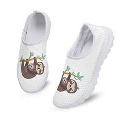 Dolyues Weiß Faultier Mama und Baby Print Damen Casual Leichte Wanderschuhe Atmungsaktive Sport Fitness Slip On Sneakers von Dolyues