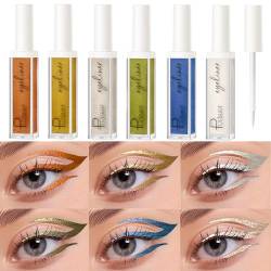 Domality 6pcs Liquid Shimmer Glitter Eyeliner Set, 6 Farben Langanhaltender Metallic Shimmer Eyeshadow, Hochpigmentierter Brighten Waterproof Eyeliner Kit von Domality