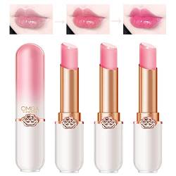 Domality Pink Magic Color Change Lippenstift Set mit Pfirsichverlauf Paket, 3pcs Lang Anhaltender Nahrhafter Lippenbalsam, Automatisch Farbe ändern nach Temperatur und pH-Wert von Domality