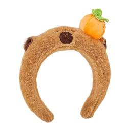 Cartoon-Stirnband, Capybara-Haarband, Haarschmuck, stilvolle Kopfbedeckung, Kopfschmuck, Haarreif, Plüschmaterial für Damen, Capybara-Haar-Accessoire von Domasvmd