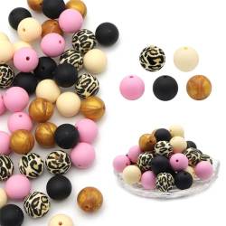 Domasvmd 50 Stück stilvolle Abstandshalter-Perlen, DIY-Armbänder, Perlen, Silikonmaterial, bunt, lose Perlen, Schmuckherstellung, Zubehör für Schmuck, Abstandshalter von Domasvmd