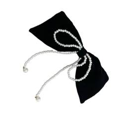Elegante Haarspange mit Perlen und Schleifen, für Damen, Pferdeschwanz, Haarnadel, Perlen, Schleife, Haarspangen, Kopfschmuck für den täglichen Gebrauch von Domasvmd