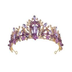 Violette Kronen für Frauen, Geburtstag, violette Edelsteine, Prinzessinnen-Tiaras für Mädchen, Kristall-Stirnband, Hochzeitsfeier, Geschenke, Kristall-Stirnbänder für Frauen, Rosenhochzeit von Domasvmd