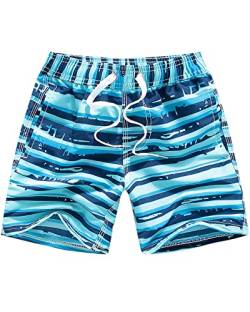 Domee Jungen Badehosen Badeshorts Schnelltrocknend Schwimmhose mit Netzfutter Verstellbarer Kordelzug Himmelblau 140-146 (Herstellergröße 10) von Domee