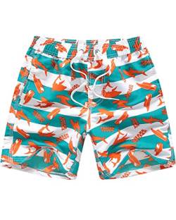 Domee Jungen Badehosen Badeshorts Schnelltrocknend Schwimmhose mit Netzfutter Verstellbarer Kordelzug Orange 116-122 (Herstellergröße 6) von Domee