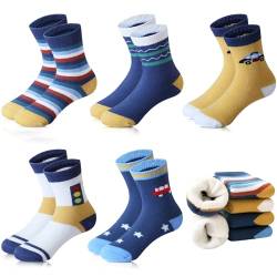 Domee Jungen Socken Frottee Thermosocken Wintersocken Warm Dicke 5er-Pack Ampel 24-25 (Hersteller M) von Domee