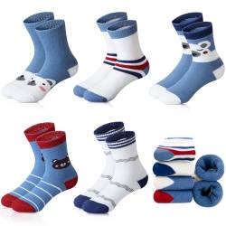 Domee Jungen Socken Frottee Thermosocken Wintersocken Warm Dicke 5er-Pack Kleine Bären 26-28 (Hersteller L) von Domee