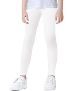 Domee Mädchen Leggings Baumwolle Lang Hosen Kinderhosen Sporthose Weiß 134-140 (Herstellergröße 140) von Domee