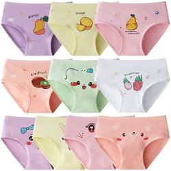 Domee Mädchen Unterhosen Baumwolle Unterwäsche 10er-Pack Slips Smiley und Obst 4-6 Jahre (Herstellergröße L) von Domee