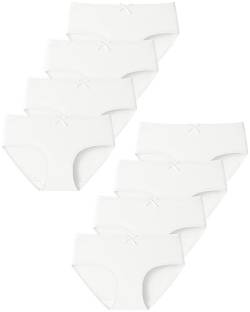 Domee Mädchen Unterhosen Teenager Unterwäsche Slip Baumwolle 8er-Pack Weiß 140-146 (Hersteller M) von Domee