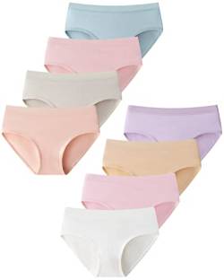 Domee Mädchen Unterhosen Unterwäsche Slips Baumwolle Teenager 8er-Pack Einfarbig 2 152-158 (Herstellergröße M) von Domee