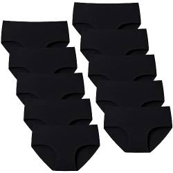 Domee Teenager Unterhosen Mädchen Unterwäsche Slip Baumwolle 10er-Pack Schwarz 152-158 (Herstellergröße L) von Domee