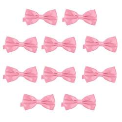 DonDon 10er Set Herren Fliege 12 x 6 cm gebunden und längenverstellbar rosa von DonDon