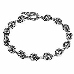 DonDon Herren Totenkopf-Armband aus Edelstahl 22 cm von DonDon