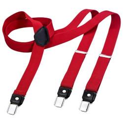 DonDon Hosenträger für Herren schmal 2,5 cm mit 3 extra starken Hosenträger Clips in Y-Form – elastisch und längenverstellbar, Rot von DonDon