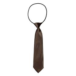 DonDon Kinder Krawatte im Seidenlook glänzend – 7,0 cm breit – mit elastischem Gummiband - braun von DonDon