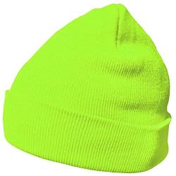 DonDon Mütze Herren Mütze Damen Wintermütze Beanie klassisches Design Neongelb von DonDon