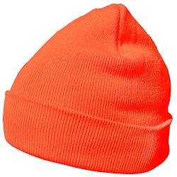 DonDon Mütze Herren Mütze Damen Wintermütze Beanie klassisches Design Neonorange von DonDon