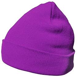 DonDon Mütze Herren Mütze Damen Wintermütze Beanie klassisches Design lila von DonDon