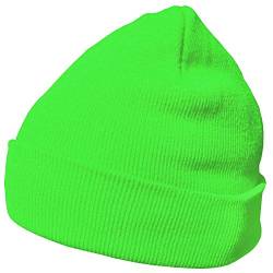 DonDon Mütze Herren Mütze Damen Wintermütze Beanie klassisches Design neongrün von DonDon