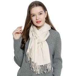 DonDon Schal Damen Winter Wollschal Winterschal warm weich 185 x 65 cm creme von DonDon