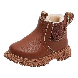 DonDown Winterstiefel Kinder,Rutschfester Winter Warme Schuhe Booties,Britischer Stil Warm Gefütterte Schneestiefel, Winterschuhe Wintersstiefel Stiefel für Jungen und Mädchen (Y02-Braun, 25) von DonDown