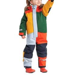 Schneeanzug Kinder,Skianzug Thermo Skioverall Winddichter mit abnehmbarer Kapuze,Jungen Mädchen Winter Warmer Schneeoverall,Outdoor-Softshell Romper&Jumpsuit Matschanzug (Orange-1, 10-11 Jahre) von DonDown