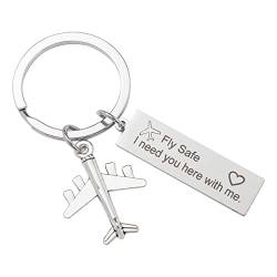 DonJordi Schlüsselanhänger Fly safe - I need you here with me - Das Geschenk für Piloten, Reisende und Flugbegleiter von DonJordi