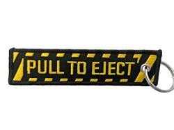 DonJordi Schlüsselanhänger PULL TO EJECT - Anhänger mit gesticktem Schriftzug für Piloten, Biker & Motorradfahrer von DonJordi