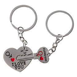 DonJordi Schlüsselanhänger Paare I love you aus Metall - 2 teiliges Set als Geschenk- Der Schlüssel zum Herzen von DonJordi