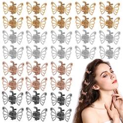 100 Stück Mini-Haarspangen mit Schmetterlingen, kleine Metall-Haarspangen für Frauen und Mädchen (Gold, Silber, Pistolenschwarz, Roségold) von DonLeeving